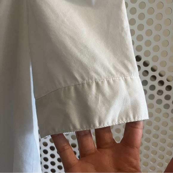 Tahari Puffed Sleeve Button Down Collared Shirt Size Medium White Cotton Blend - Picture 6 of 14